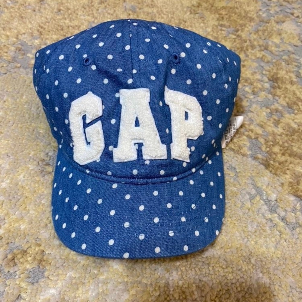 NWT Baby GAP hat w/ visor - denim & polka dots - size S/M Toddler - 12 M 2T 3T